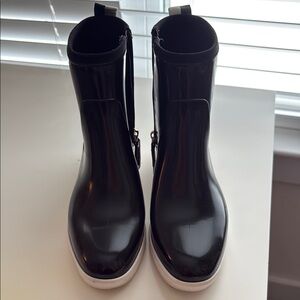 Kate Spade Black and White Rain Boots